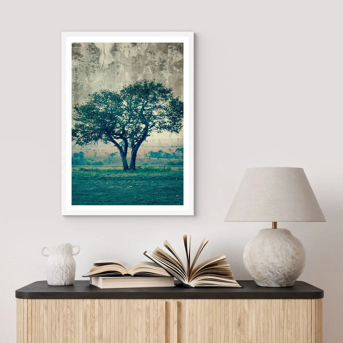 Poszter fekete keretben - Almafa a kék mezőn? - 70x100 cm