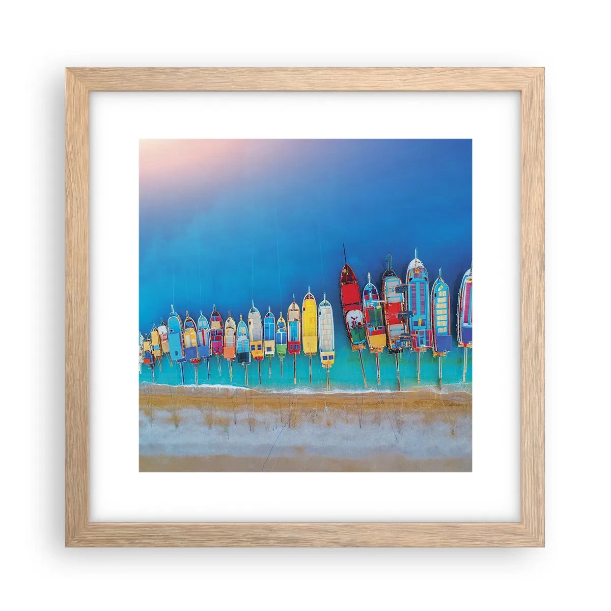 Poszter világos tölgy keretben - Madártávlatból - 30x30 cm