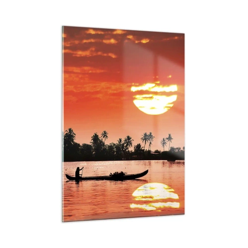 Üveg kép - A trópusok nyugalma naplementekor - 50x70 cm
