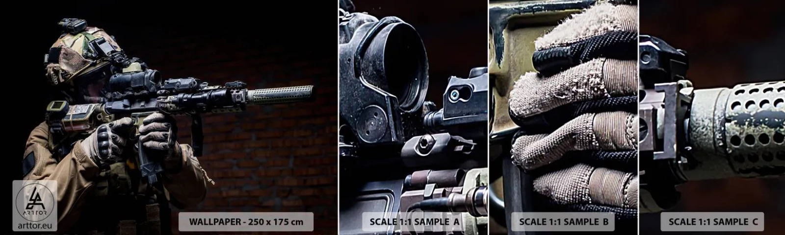 Fotótapéta Minta Öntapadós Deluxe Sticker - Halálosan hatásos - Katonai, Puska, Fegyver - 100x30 cm