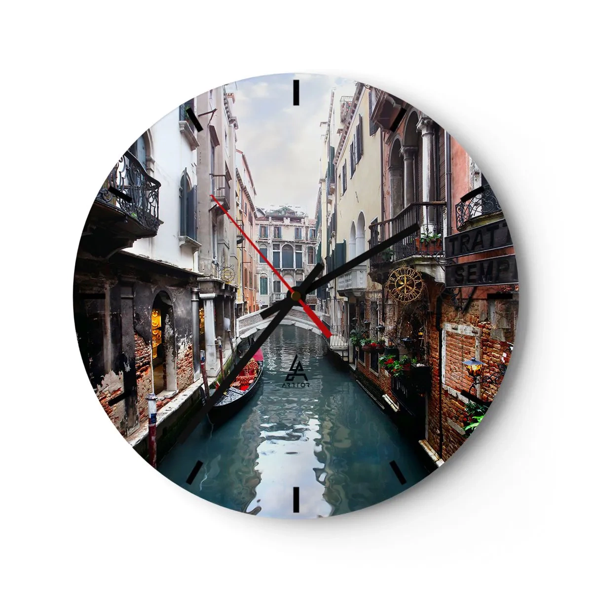 Falióra, Óra - Velencei táj gondolával és híddal - 40x40 cm