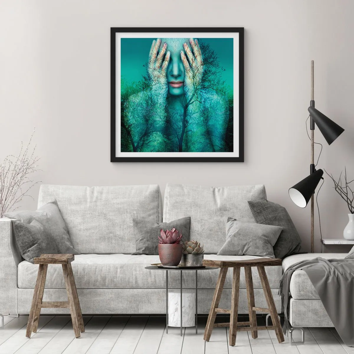 Poszter fehér keretben - Kékbe merítve - 40x40 cm