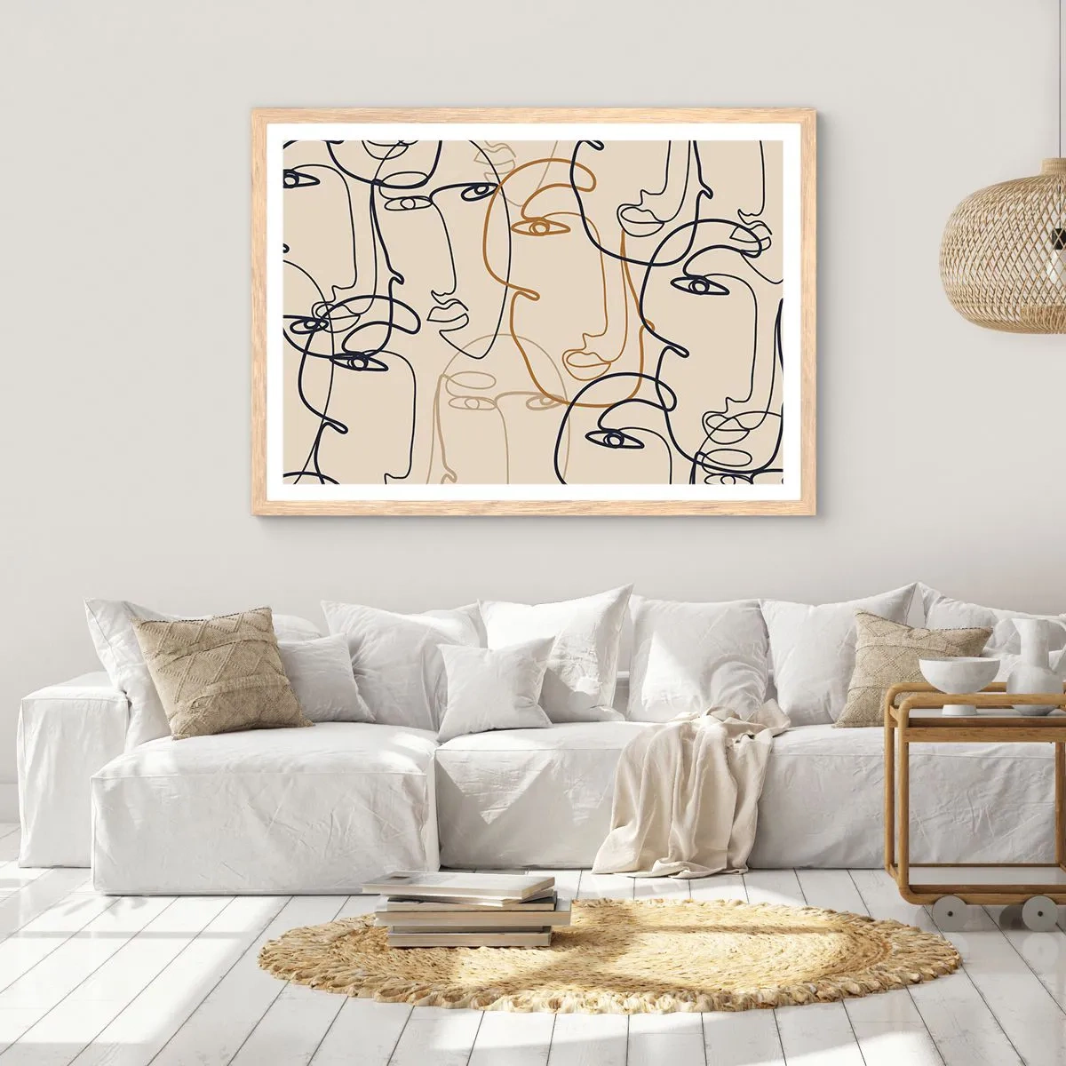 Poszter világos tölgy keretben - Többszörös portré  - 100x70 cm