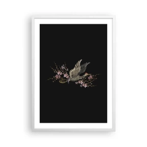 Poszter fekete keretben - Egzotikus hímzett madár - 50x70 cm