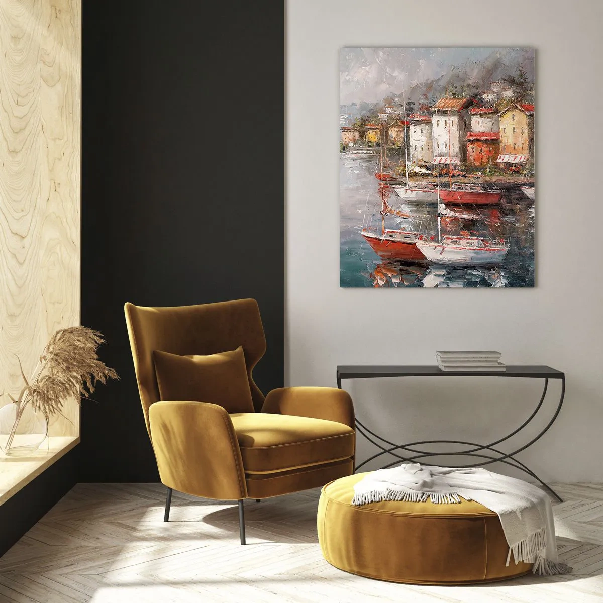 Üveg kép - Romantikus kikötő - 50x70 cm