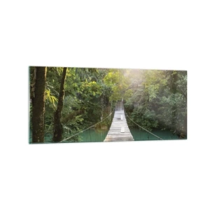 Üveg kép - Az azúrkék vízen át az azúrkék erdőbe - 120x50 cm