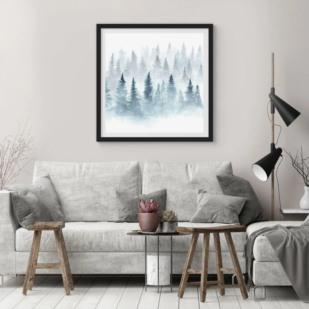 Poszter fehér keretben - Ködbe burkolózva - 60x60 cm
