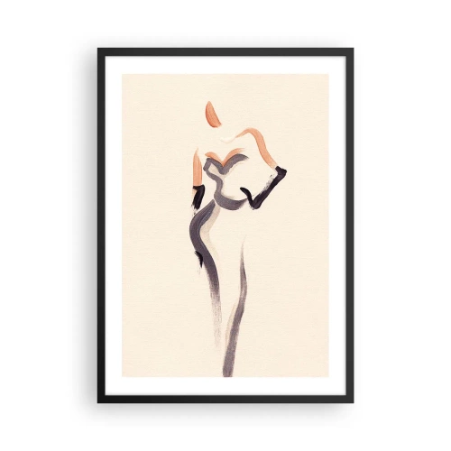 Poszter fehér keretben - Minimalista női sziluett - 50x70cm - Hollywood arany éveiből - Modern fali dekoráció nappalihoz és hálószobához ARTTOR