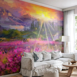 Egyedi tapéta Premium Canvas - A völgyben a nap védelme alatt - Absztrakció, Tájkép, Virágok