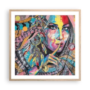 Poszter világos tölgy keretben - Maradj csendben, amíg meg nem érted - 60x60 cm