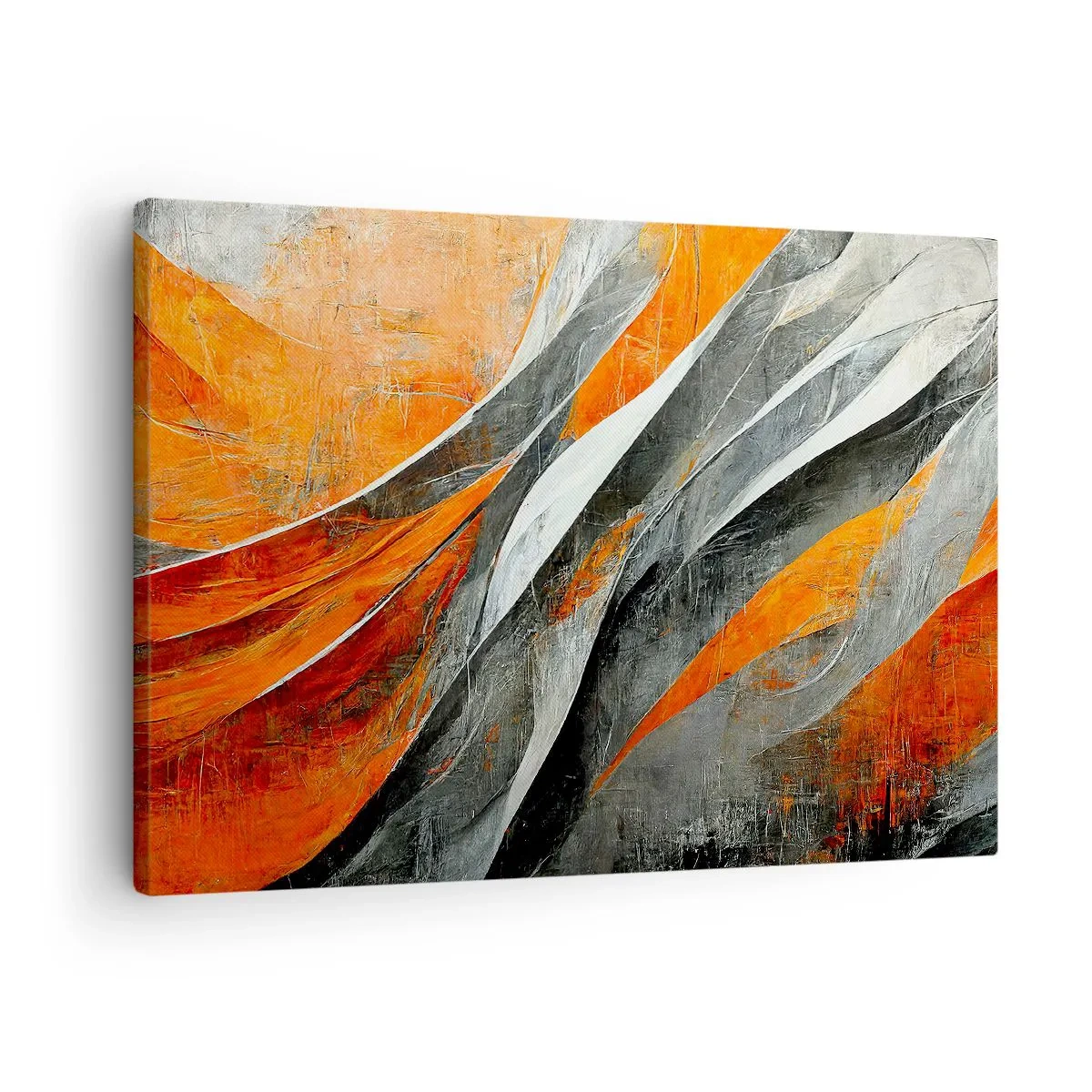 Vászonkép - Absztrakt vonalak narancssárga és szürke árnyalatokban - 70x50cm - Hőség és hideg - Modern fali dekoráció nappalihoz és hálószobához ARTTOR