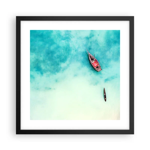 Poszter fehér keretben - A Zanzibár strandjain, amikor sok a víz... - 40x40 cm