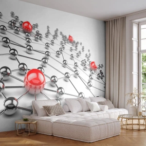 Fotótapéta Premium Canvas - Ezüst háló - Absztrakció, Fém golyók, 3D - 300x210 cm