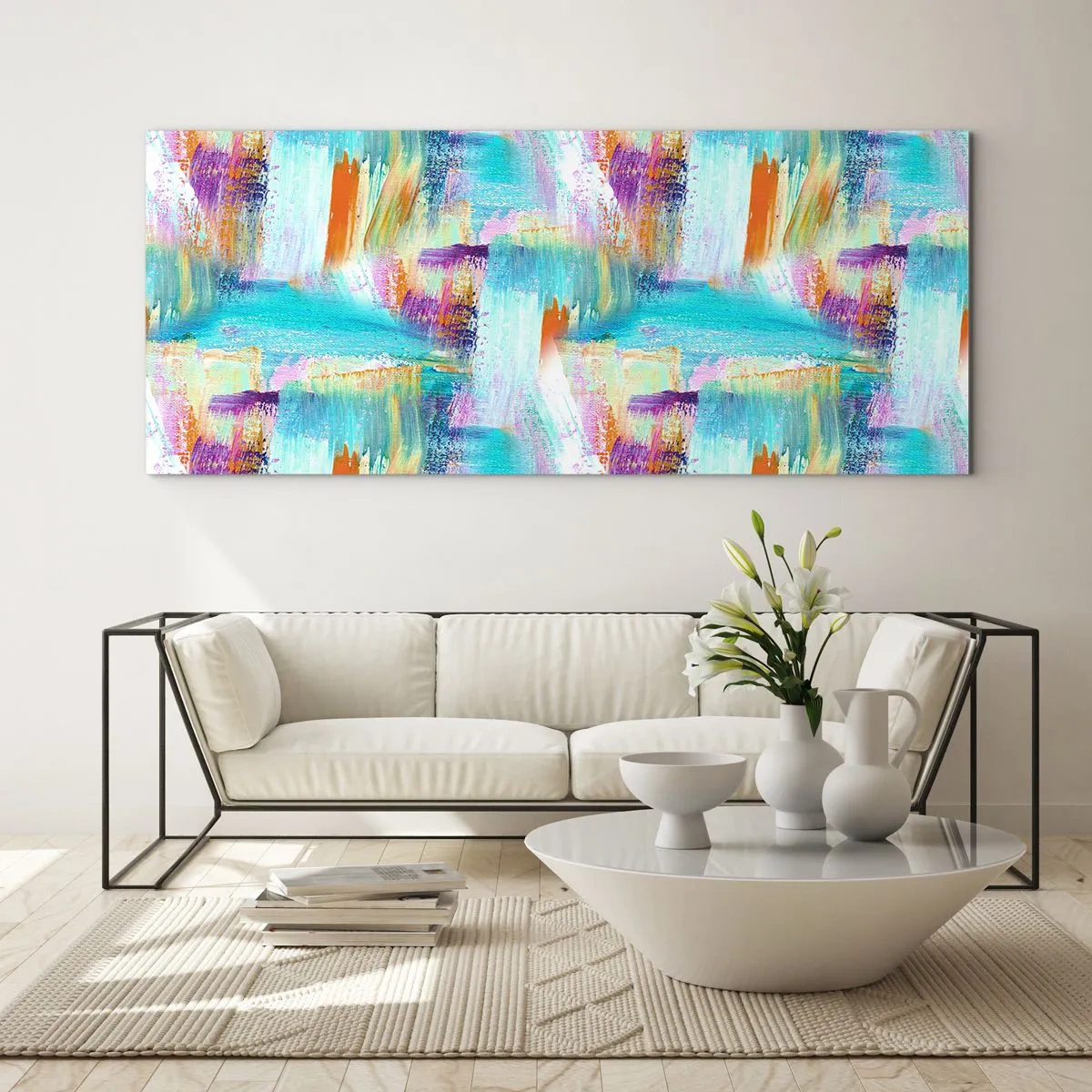 Üveg kép - Vidám firka - 100x40 cm