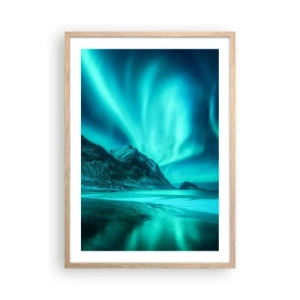 Poszter világos tölgy keretben - Észak csodái - 50x70 cm