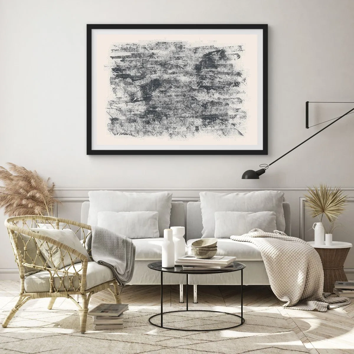 Poszter fehér keretben - Ködös kompozíció - 70x50 cm