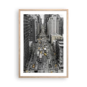 Poszter világos tölgy keretben - New York élete - 50x70 cm
