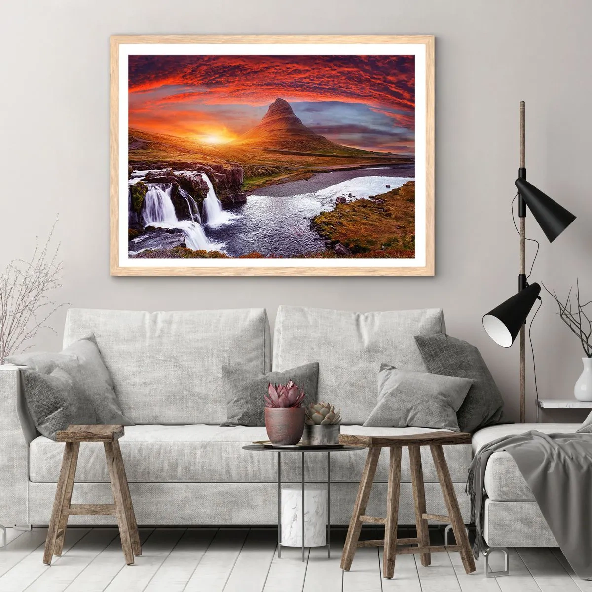 Poszter világos tölgy keretben - Középfölde kilátása - 40x30 cm