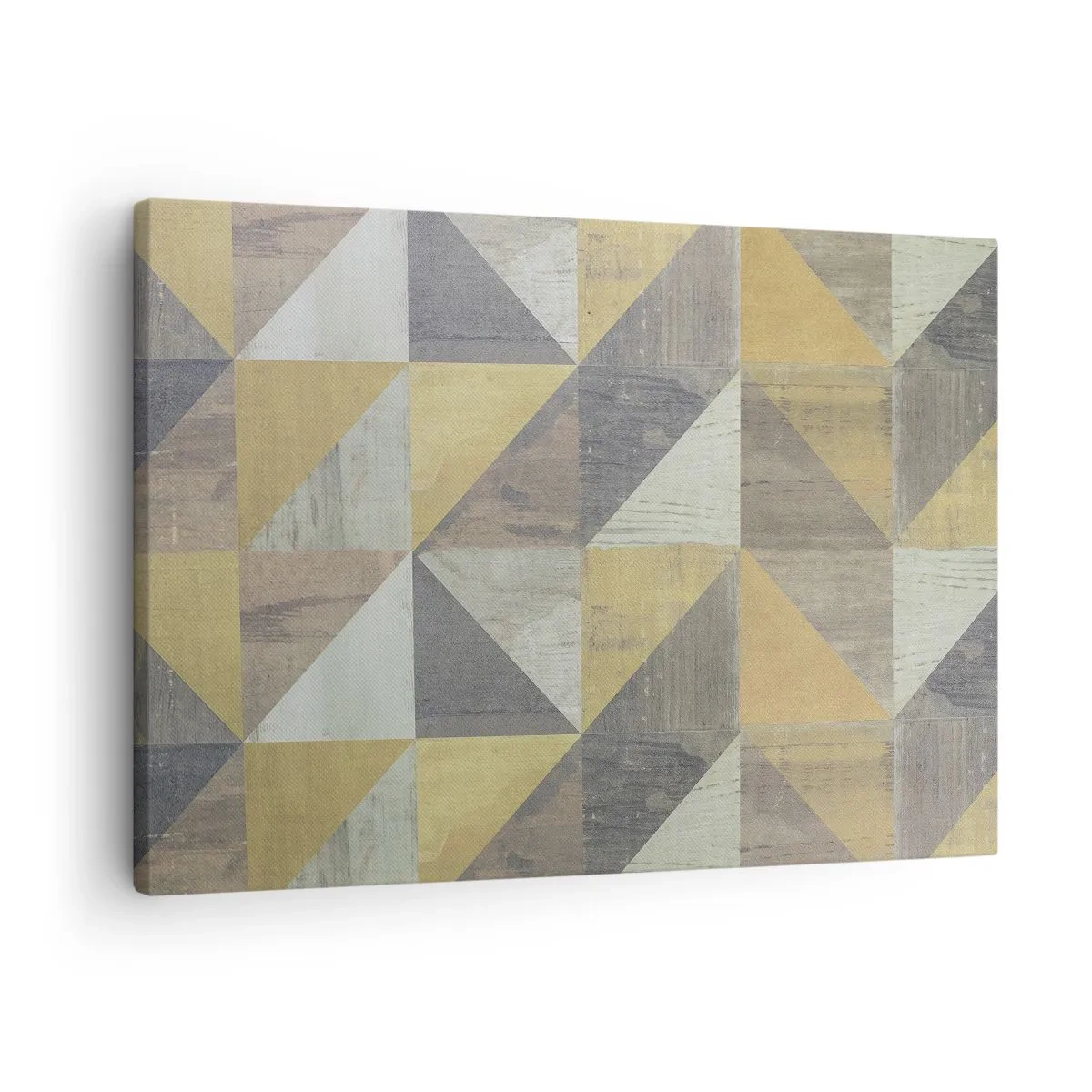 Vászonkép - Földszínű háromszögek geometriai kompozíciója - 70x50cm - A háromszög szögében - Modern fali dekoráció nappalihoz és hálószobához ARTTOR