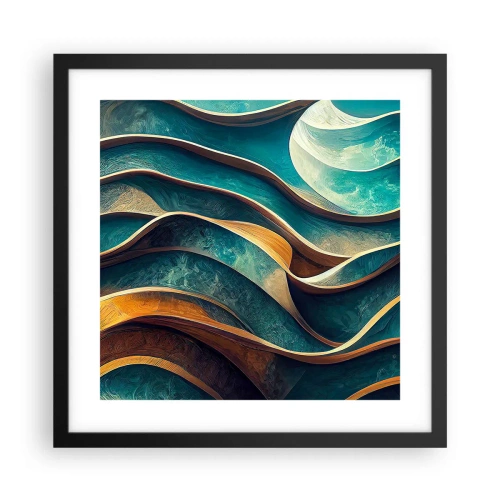 Poszter fehér keretben - Kék kanyarulatok - 40x40 cm