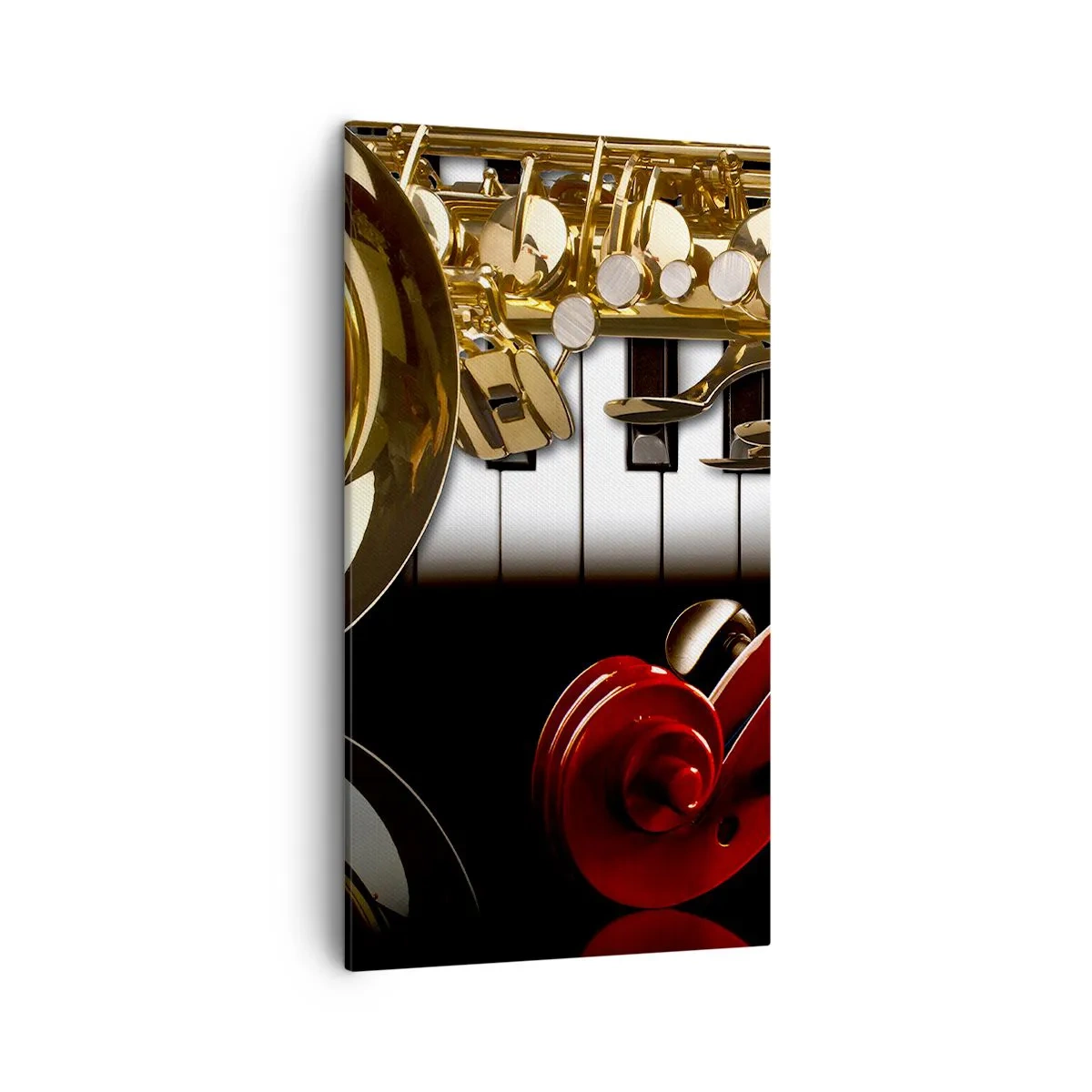 Vászonkép - Fémlemez, fa és elefántcsont - 45x80 cm