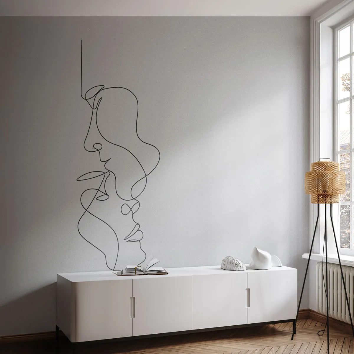 Öntapadós Fotótapéta Deluxe Sticker - Gyászos sóvárgás - Grafika, Szerelmes pár, Csók - 350x256 cm