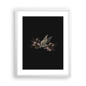 Poszter fekete keretben - Egzotikus hímzett madár - 40x50 cm