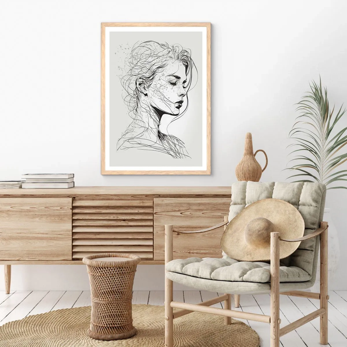 Poszter világos tölgy keretben - Portré álmodozásban - 30x40 cm