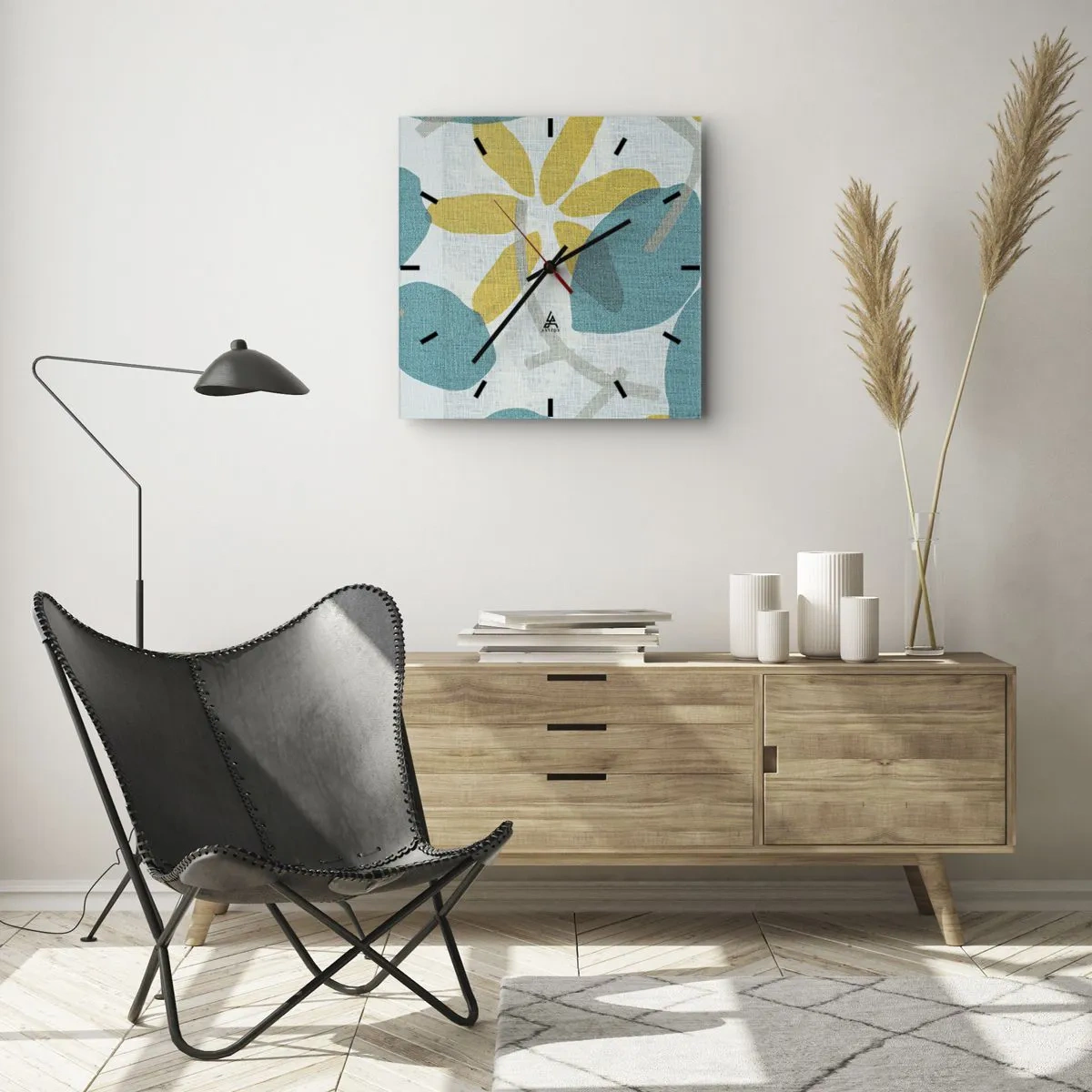 Falióra, Óra - Azúrkék levelek között - 40x40 cm