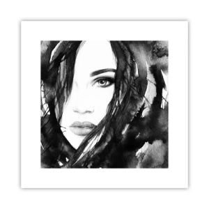Poszter - Fekete-fehér hölgy portréja - 30x30 cm