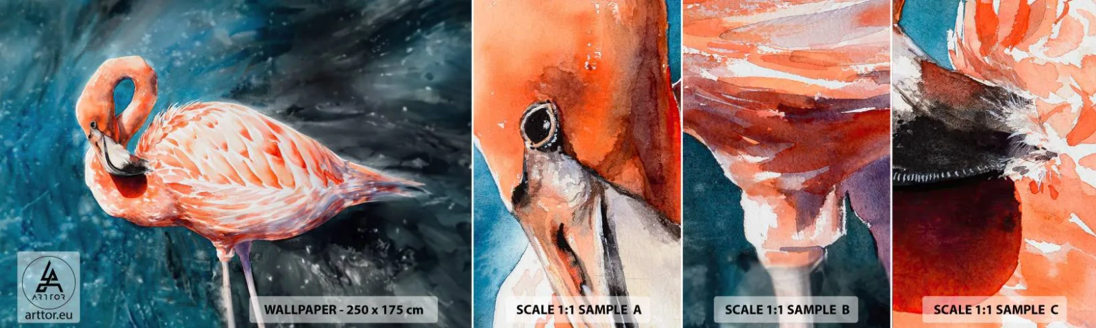 Fotótapéta Minta Standard Eco - Természetesen dekoratív - Flamingó, Madár, Természet - 100x30 cm