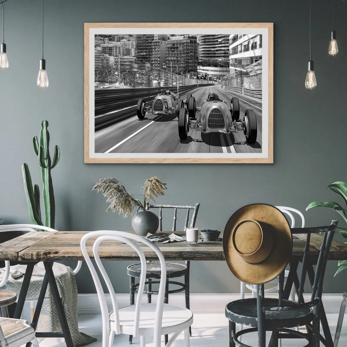 Poszter világos tölgy keretben - Réges-régen Monte Carlóban - 100x70 cm