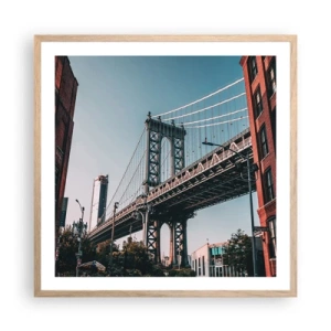 Poszter világos tölgy keretben - A város hullámai fölött - 60x60 cm