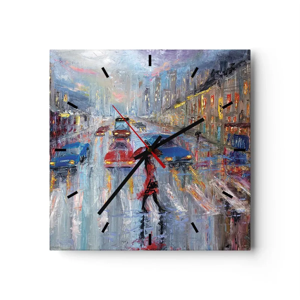 Falióra, Óra - Esős délután a városban - 30x30 cm