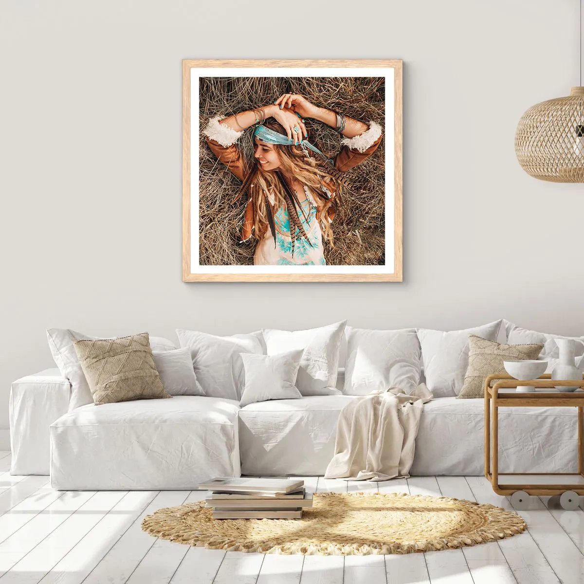 Poszter világos tölgy keretben - Útban a szerelem nyara felé - 40x40 cm