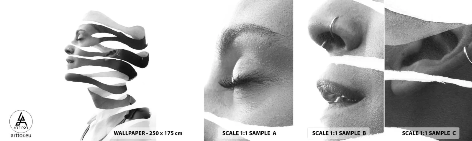 Fotótapéta Minta Öntapadós Deluxe Sticker - Szürreális portré - Absztrakció, Darab, Nő - 100x30 cm