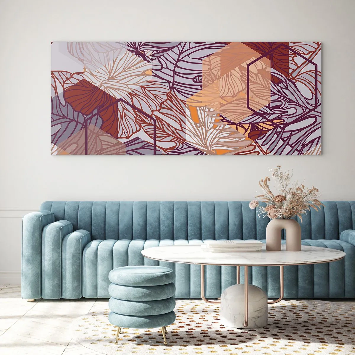 Üveg kép - Lehetetlen kapcsolat a geometria és a természet között - 100x40 cm