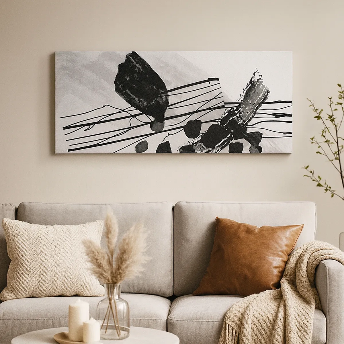 Vászonkép - Fekete-fehér organikus absztrakció - 30x30 cm