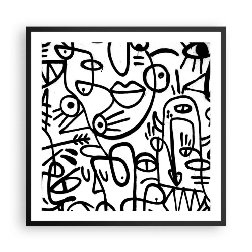 Poszter fehér keretben - Arcok és délibábok - 60x60 cm