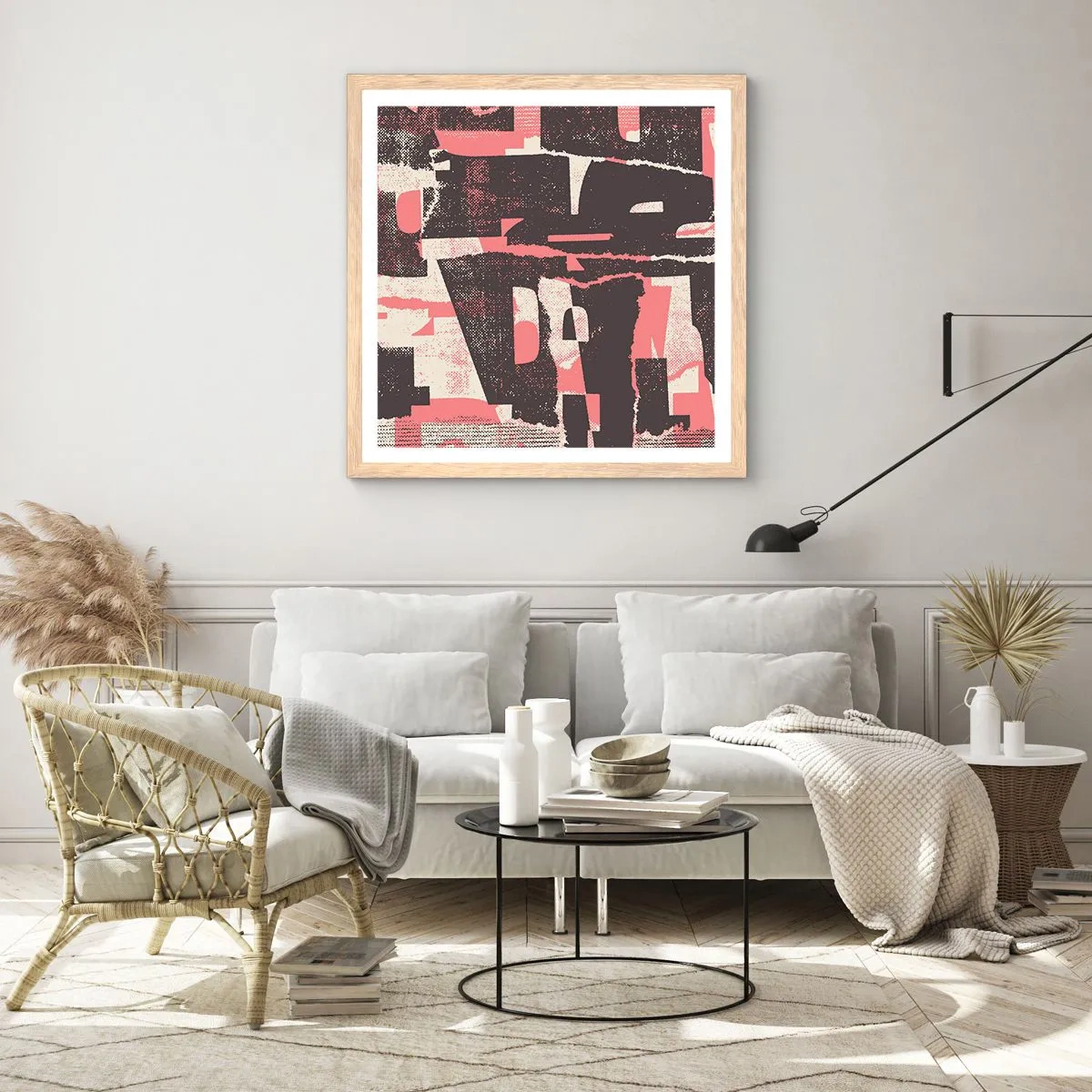 Poszter világos tölgy keretben - Minden nyüzsgés és nyüzsgés - 60x60 cm