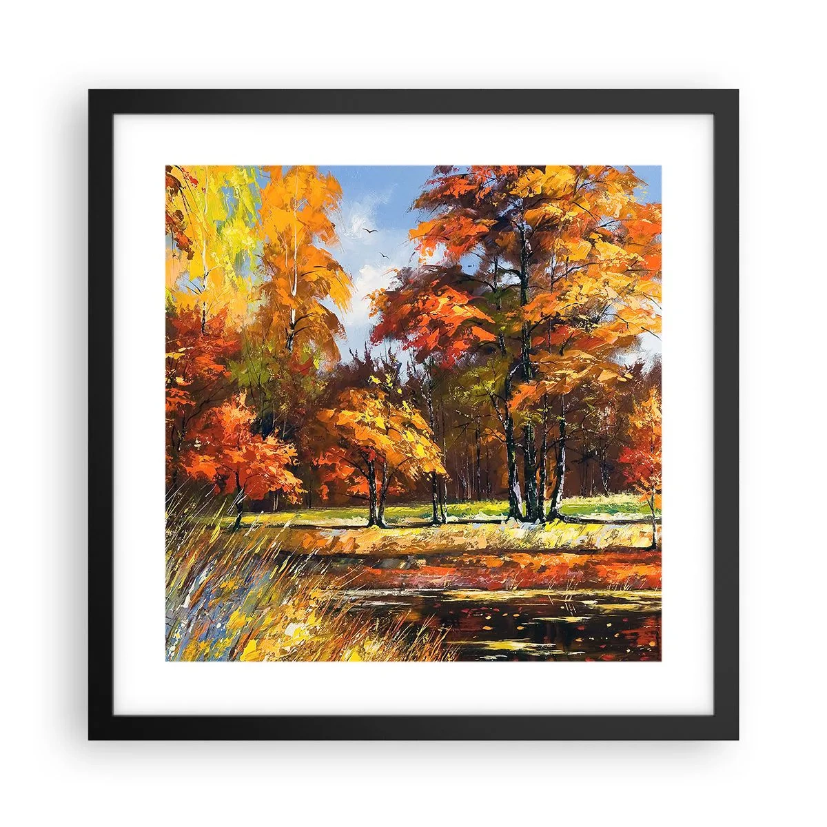 Poszter fehér keretben - Tájkép aranyban és bronzban - 40x40 cm