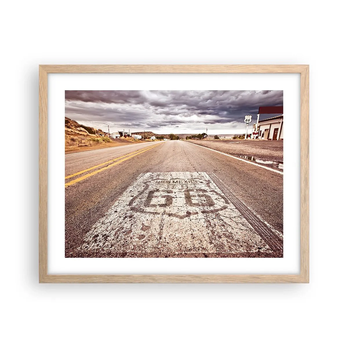 Poszter világos tölgy keretben - Mother Road – amerikai legenda - 50x40 cm