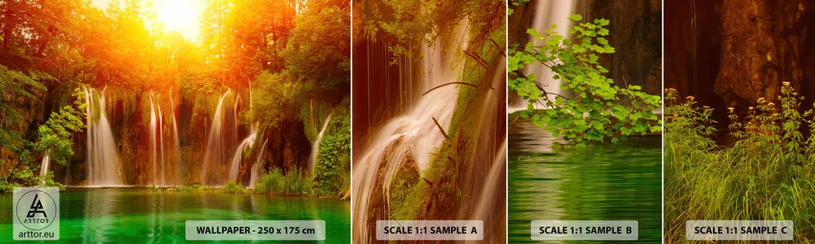 Fotótapéta Minta Standard Eco - A napon és az árnyékban - Tájkép, Vízesés, Horvátország - 100x30 cm