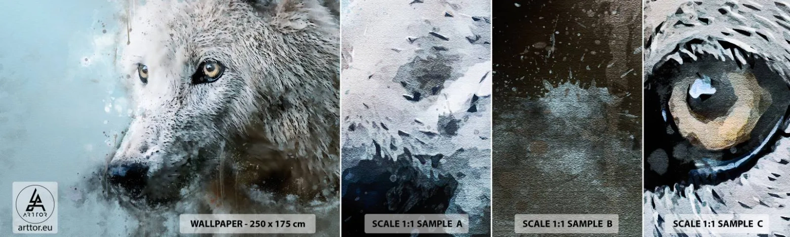 Fotótapéta Minta Standard Eco - Ismerd meg a farkas lelkét - Állatok, Farkas, Ragadozó - 100x30 cm