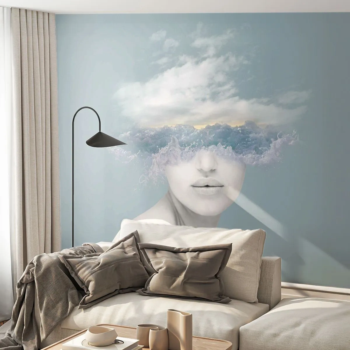 Öntapadós Fotótapéta Deluxe Sticker - Fejjel a fellegekben - Fényes, portré, Felhők - 250x175 cm