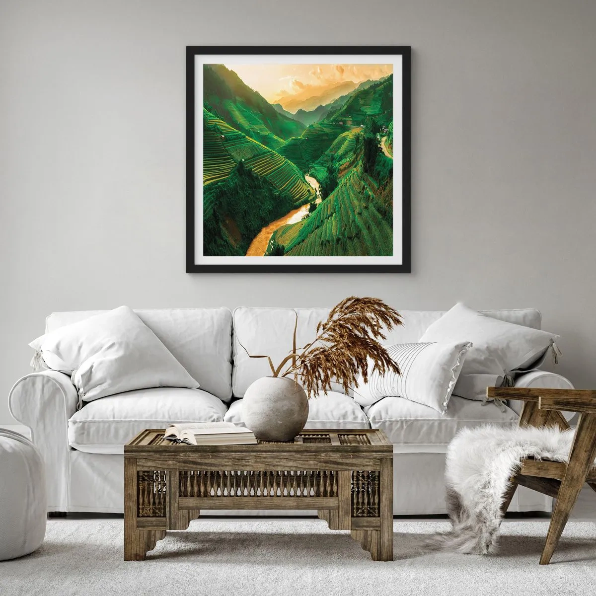 Poszter fehér keretben - Vietnámi völgy - 30x30 cm