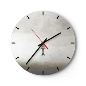 Falióra, Óra - Egy minimalista térben felfüggesztett hintán ülő alak - 30x30cm - A bennünk lévő gyerek - Modern fali dekoráció nappalihoz, konyhához és hálószobához ARTTOR