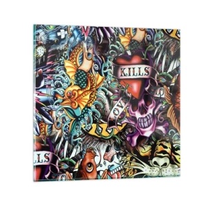 Üveg kép - A tetováló művész álma - 40x40 cm