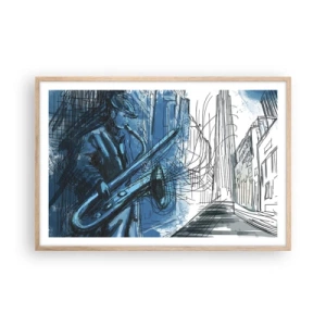 Poszter világos tölgy keretben - Városi rapszódia - 91x61 cm