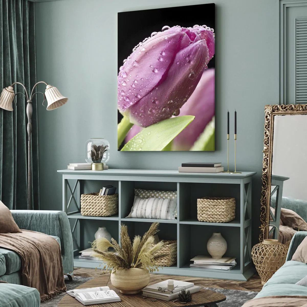 Vászonkép - Lila álom a harmatban - 55x100 cm